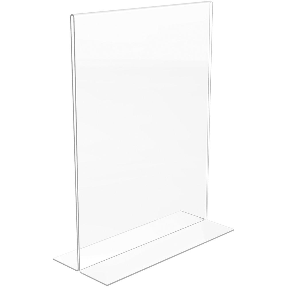 Lorell T-base Standing Sign Holders - Support 8.50" x 11" Media - Acrylic - Clear - 2 / Pack. Picture 3
