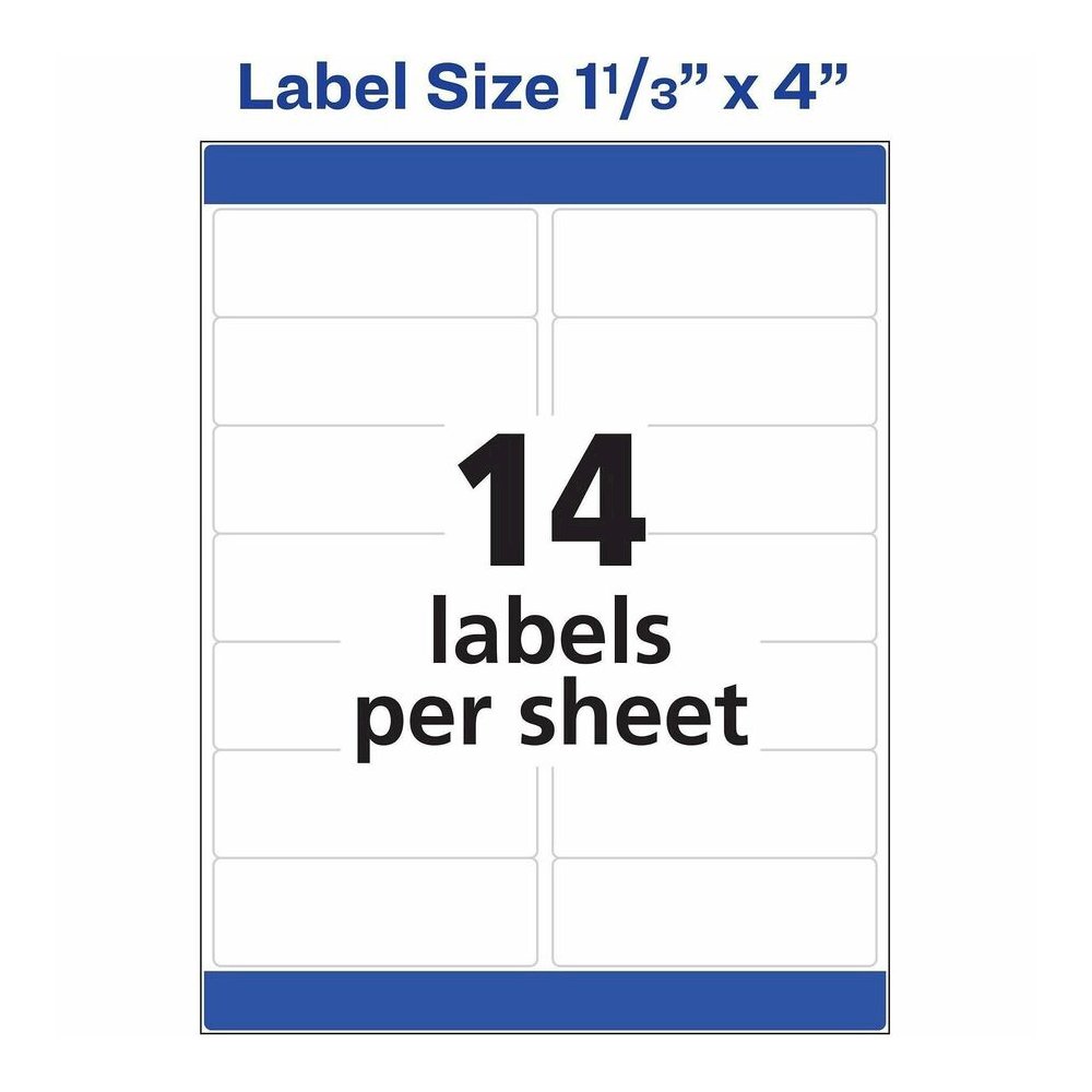 Avery&reg; Easy Peel Address Label - 1 21/64" Widthss x 4" Length - Permanent Adhesive - Rectangle - Inkjet, Laser - Matte White - Matte - Paper - 14 / Sheet - 14 Total Sheets - 140 Total Label(s) - 1. Picture 6