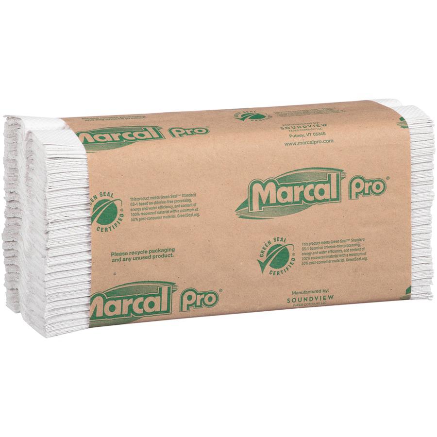 Marcal Recycled C-Fold Paper Towels - 1 Ply - C-fold - 12.87" Width x 10.12" Length - 150 Sheets/Roll - White - Paper - 150 Sleeve - 1 Carton. Picture 4