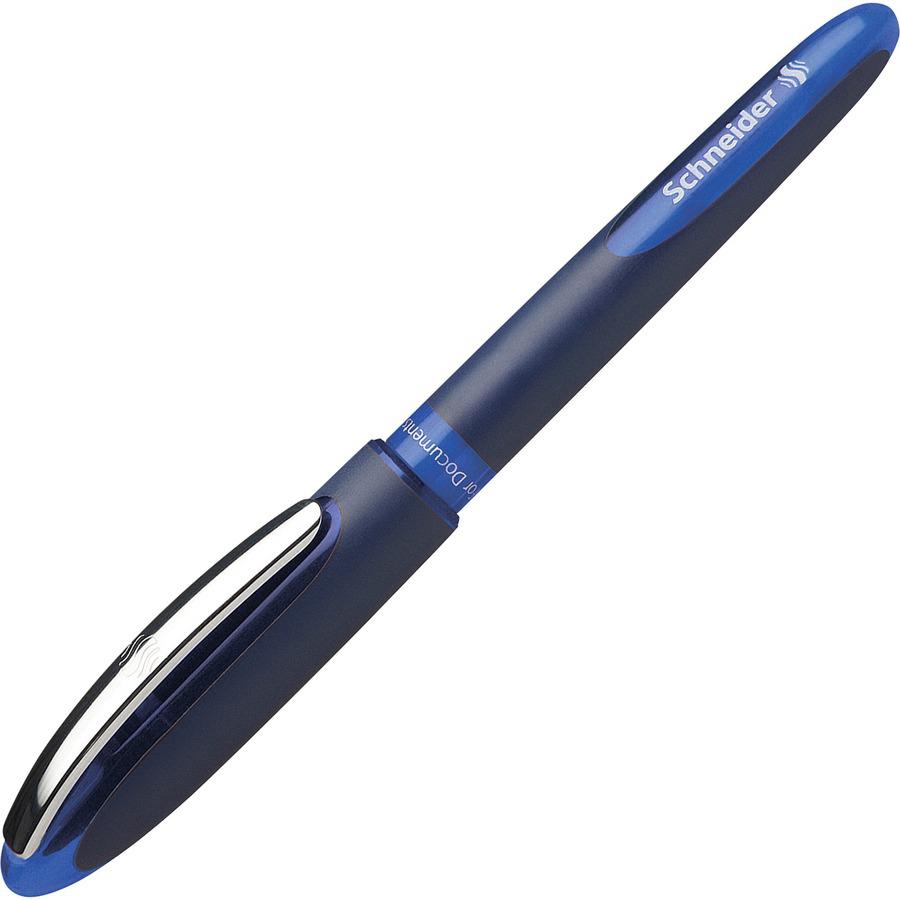 Schneider One Business Rollerball - Blue Ink - Blue, Dark Blue Barrel - 10 / Pack. Picture 8