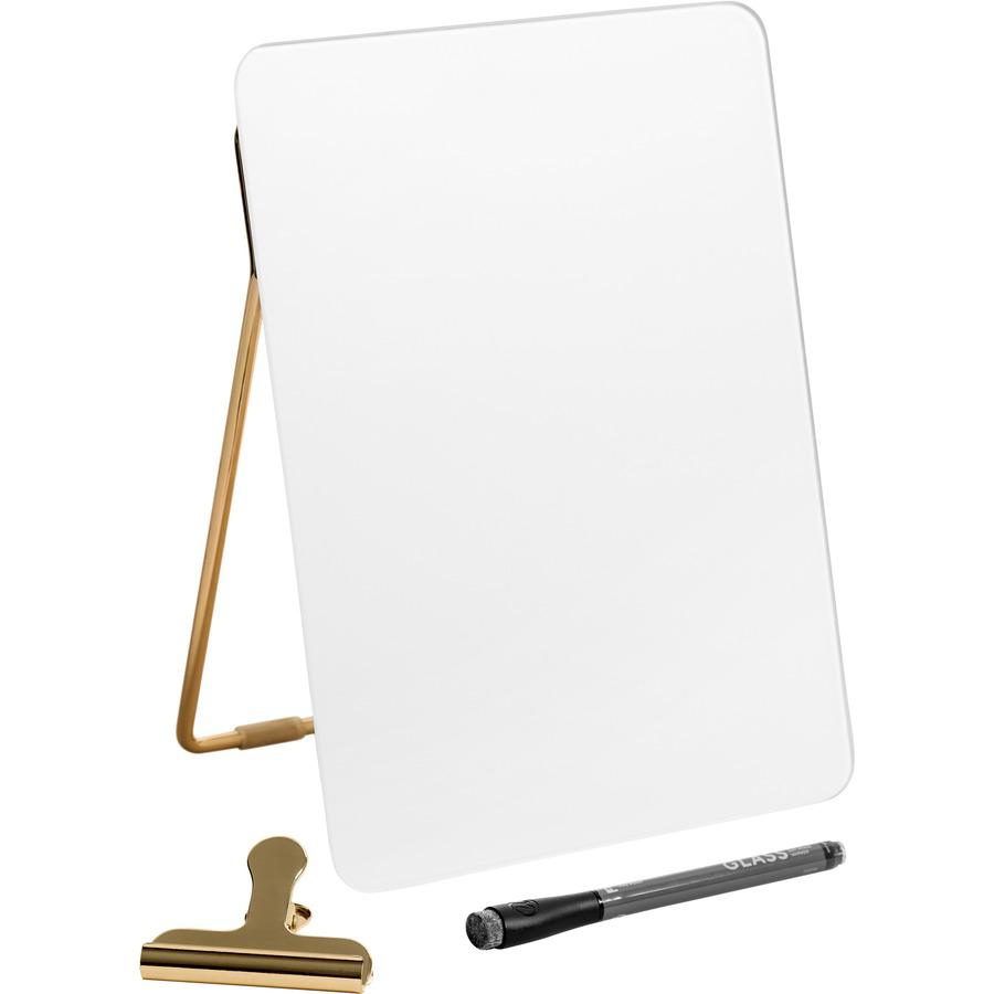 U Brands Glass Dry-Erase Desktop Easel - 8.5" (0.7 ft) Width x 11" (0.9 ft) Height - Tempered Glass Surface - Rectangle - Vertical - 1 Each. Picture 4