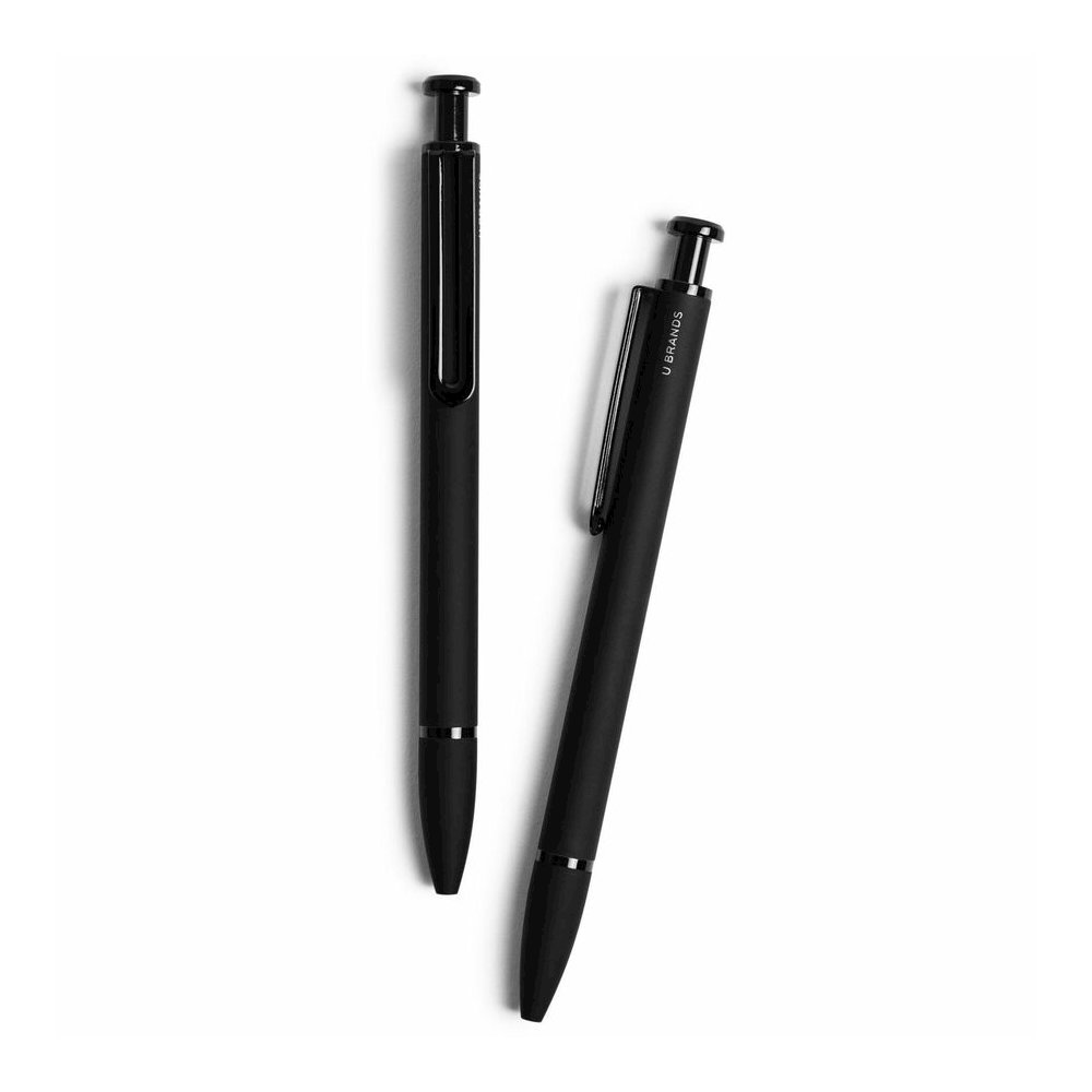 U Brands Monterey Soft Touch Ballpoint Pens - Retractable - Black Ink - Matte Midnight Black Metal Barrel - 12 / Pack. Picture 4