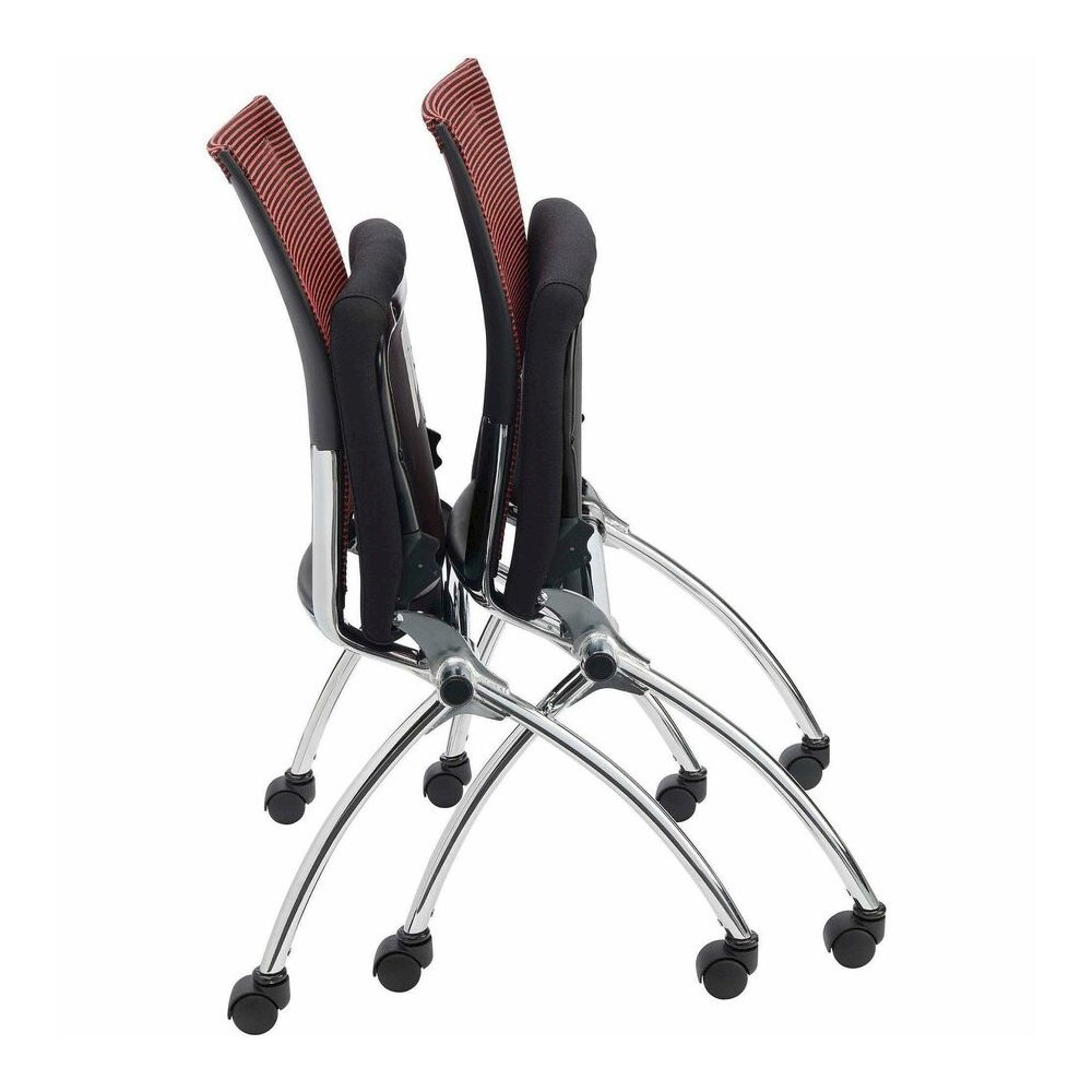 Safco Valore High Back Training Chair - Black Seat Color - Foam Seat Material - Red Back Color - Steel, Chrome Frame Material - High Back - Four-legged Base - 2 / Carton. Picture 5