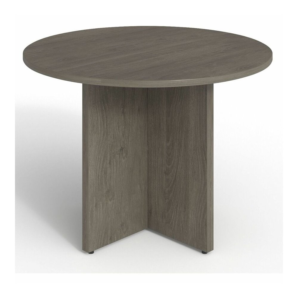 Lorell Prominence 2.0 Round Laminate Conference Table - Round - 29" Height42" Diameter, 1" Thickness Top - Material: Particleboard - Finish: Gray - Durable, Laminated, Mar Resistant, Burn Resistant, I. Picture 8