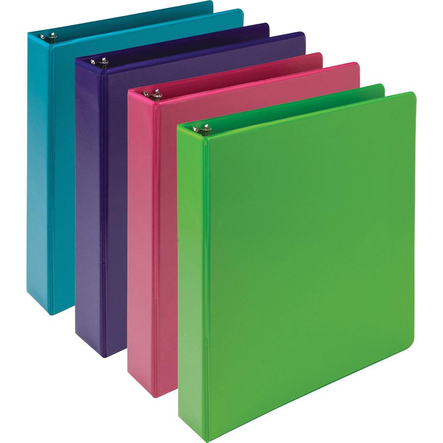 Samsill Earthchoice Durable View Binder - 1" Binder Capacity - Letter - 8 1/2" x 11" Sheet Size - 200 Sheet Capacity - 3 Ring - Fastener: Round Ring - Pocket: 2, Internal - Chipboard - Assorted - Recy. Picture 4