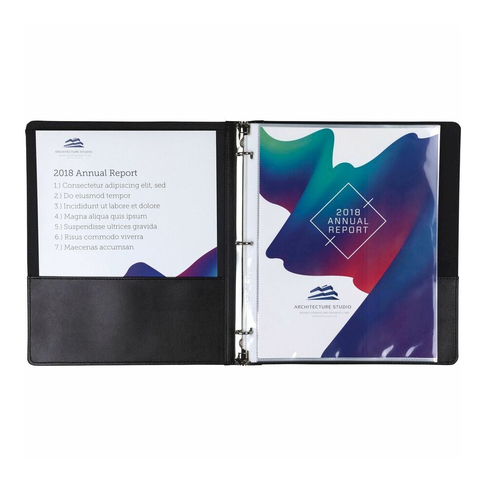 Samsill Contrast Stitch Leather Ring Binder - 1" Binder Capacity - Letter - 8 1/2" x 11" Sheet Size - 200 Sheet Capacity - 1" Ring - Fastener: Round Ring - Pocket: 2, Internal - Bonded Leather, Leathe. Picture 4