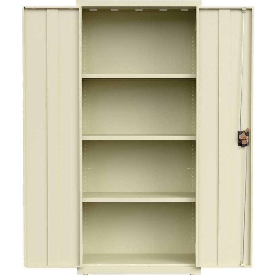 Lorell Fortress Series Slimline Storage Cabinet - 30" x 15" x 66" - 4 x Shelf(ves) - 720 lb Load Capacity - Durable, Welded, Nonporous Surface, Recessed Handle, Removable Lock, Locking System - Putty . Picture 2