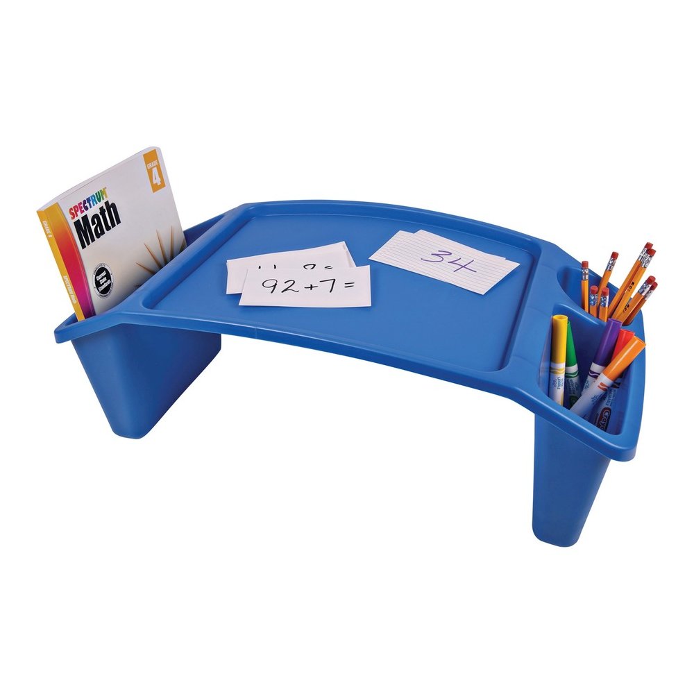 Deflecto Antimicrobial Kids Lap Tray - Supplies, Paper, Book, Pencil, Crayon, Mobile Device, Decoration/Activity - 8.53" Height x 23.35" Width x 12" Depth - Blue - Polypropylene, Plastic - 1 Each. Picture 9