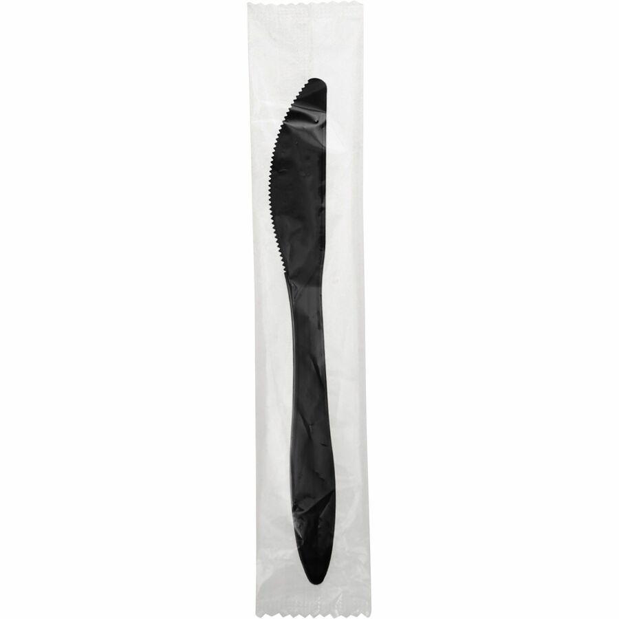 Genuine Joe Medium-weight Individually Wrapped Knives - Knife - Breakroom - Disposable - Black - 1000 / Carton. Picture 9