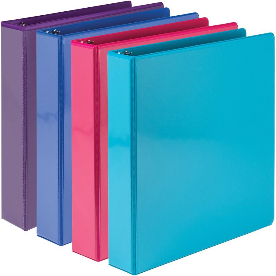 Samsill Durable View Binders - 1 1/2" Binder Capacity - 350 Sheet Capacity - Fastener: D-Ring - Chipboard, Polypropylene - Assorted - Recycled - Clear Overlay, Durable, Non-glare, PVC-free, Non-stick,. Picture 3