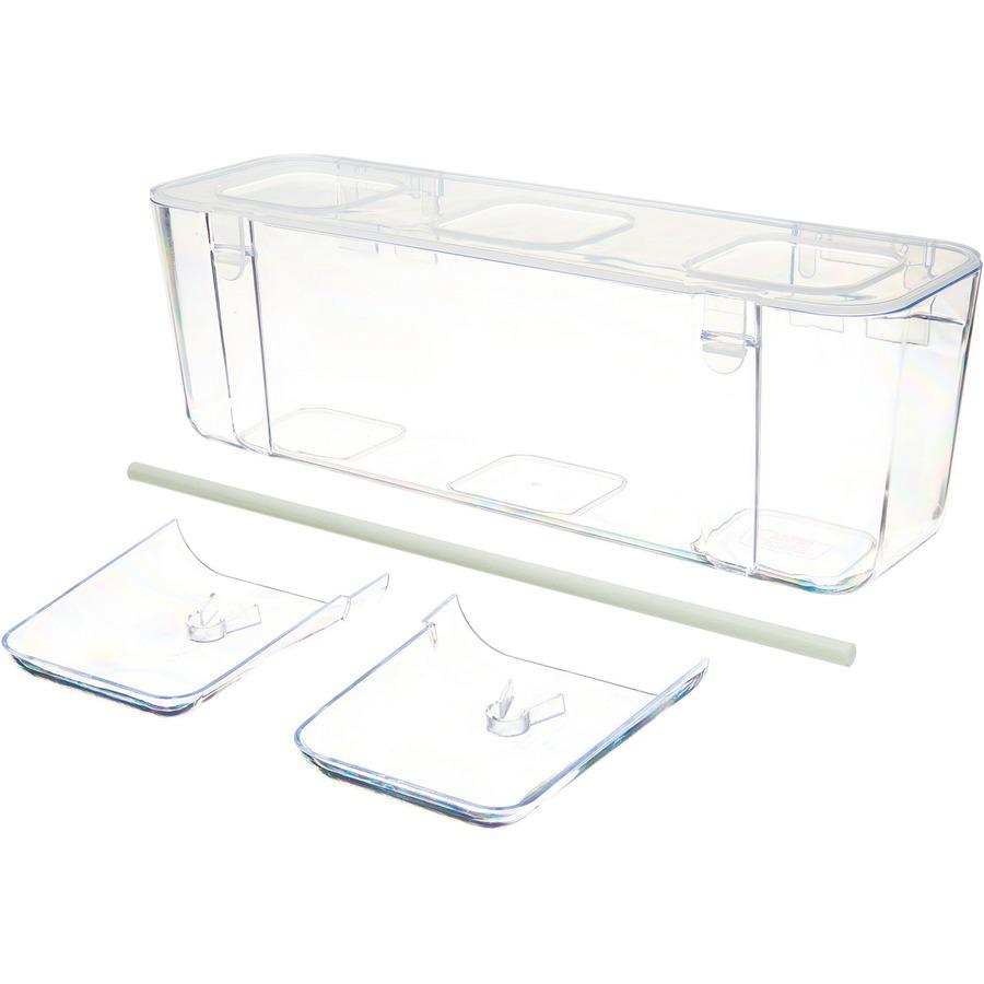Deflecto Ribbon Dispenser - 4.40" Height x 13.30" Width x 4.20" Depth - Desktop - Lid, Portable, Stackable, Wall Mountable - Clear - Plastic, Polypropylene - 1 Each. Picture 12