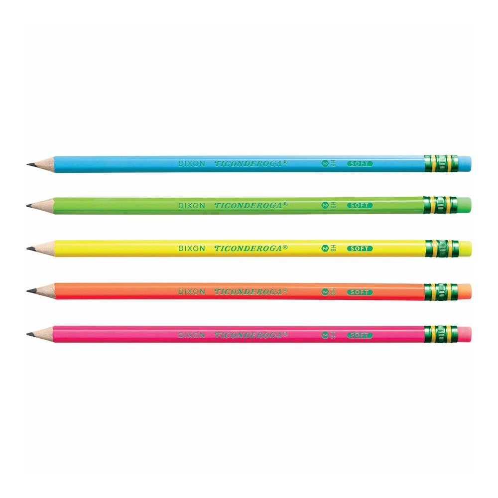 Ticonderoga Neon Pre-Sharpened No. 2 Pencils - Black, Assorted Neon Lead - #2 - Broad Point - Neon Barrel - 18 / Box. Picture 7