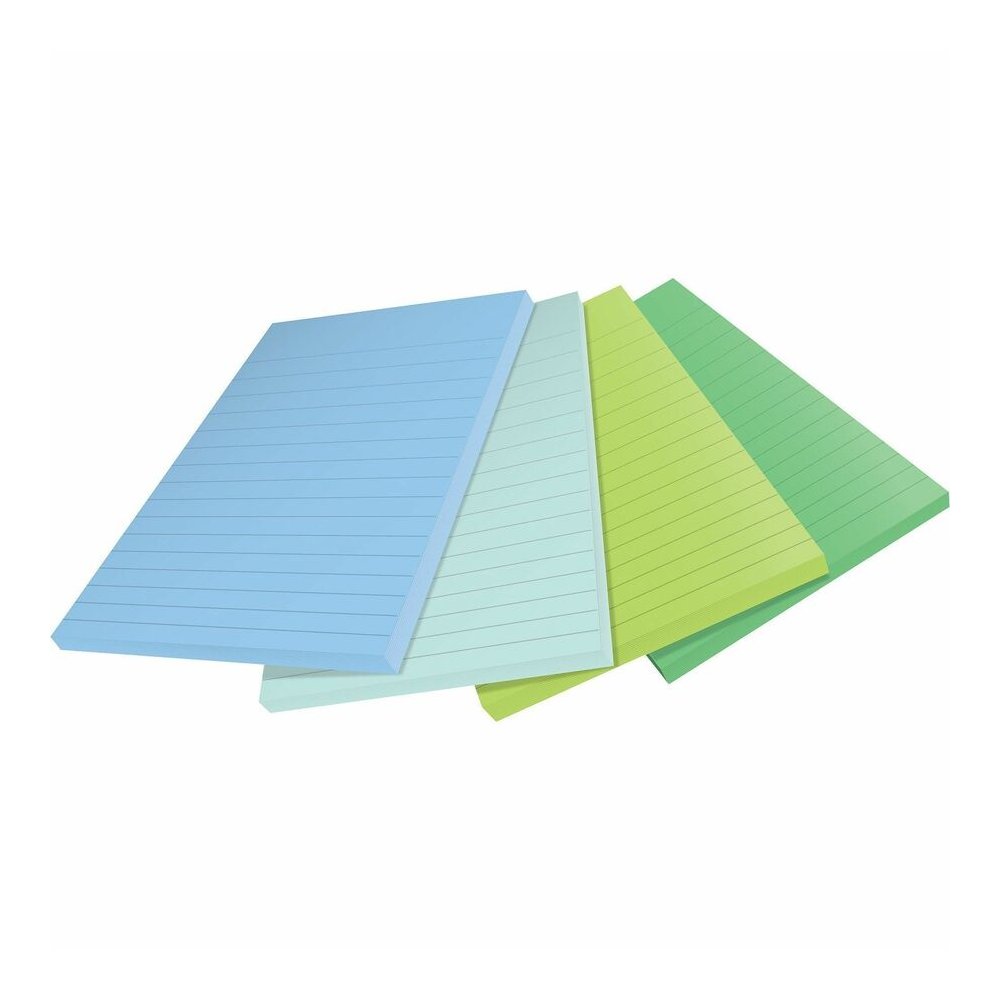 Post-it&reg; Super Sticky Adhesive Note - 180 - 4" Flag/Note Width x 6" Flag/Note Length - 45 Sheets per Pad - Assorted Oasis - Removable, Repositionable, Recyclable - Recycled - 4 / Pack. Picture 5