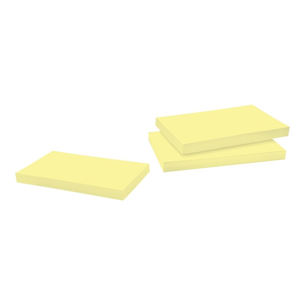 Post-it&reg; Recycled Super Sticky Notes - 90 - 3" Flag/Note Width x 5" Flag/Note Length - Rectangle - 70 Sheets per Pad - Canary Yellow - Adhesive - Recycled - 12 / Pack. Picture 5