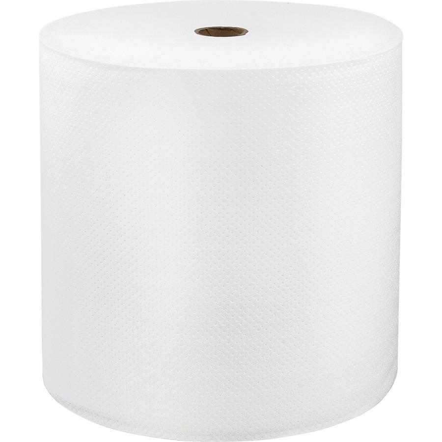 LoCor Paper Ultra Hard Wound Roll Towels - 1 Ply - 7" Width x 700 ft Length - Full Emboss Pattern - White - Virgin Fiber - 6 / Carton. Picture 4