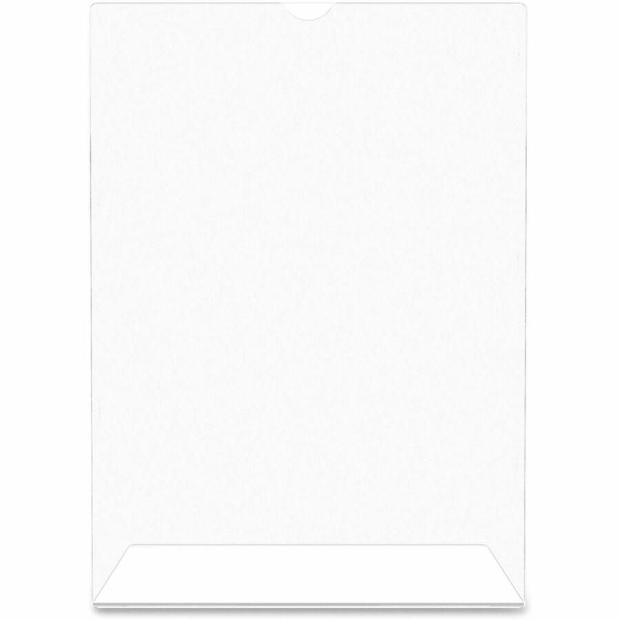 Deflecto Superior Image Slanted Sign Holders - 8.5" Width x 11" Height x 3.5" Depth - L-shaped Shape - Top Loading, Durable - Polystyrene - Clear - 12 / Carton. Picture 11