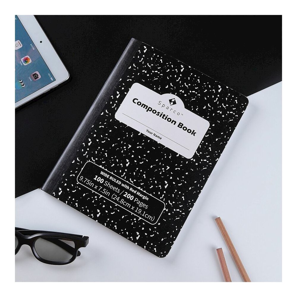 Sparco Composition Notebook - 100 Sheets - Letter - Black Cover - 12 / Pack. Picture 8