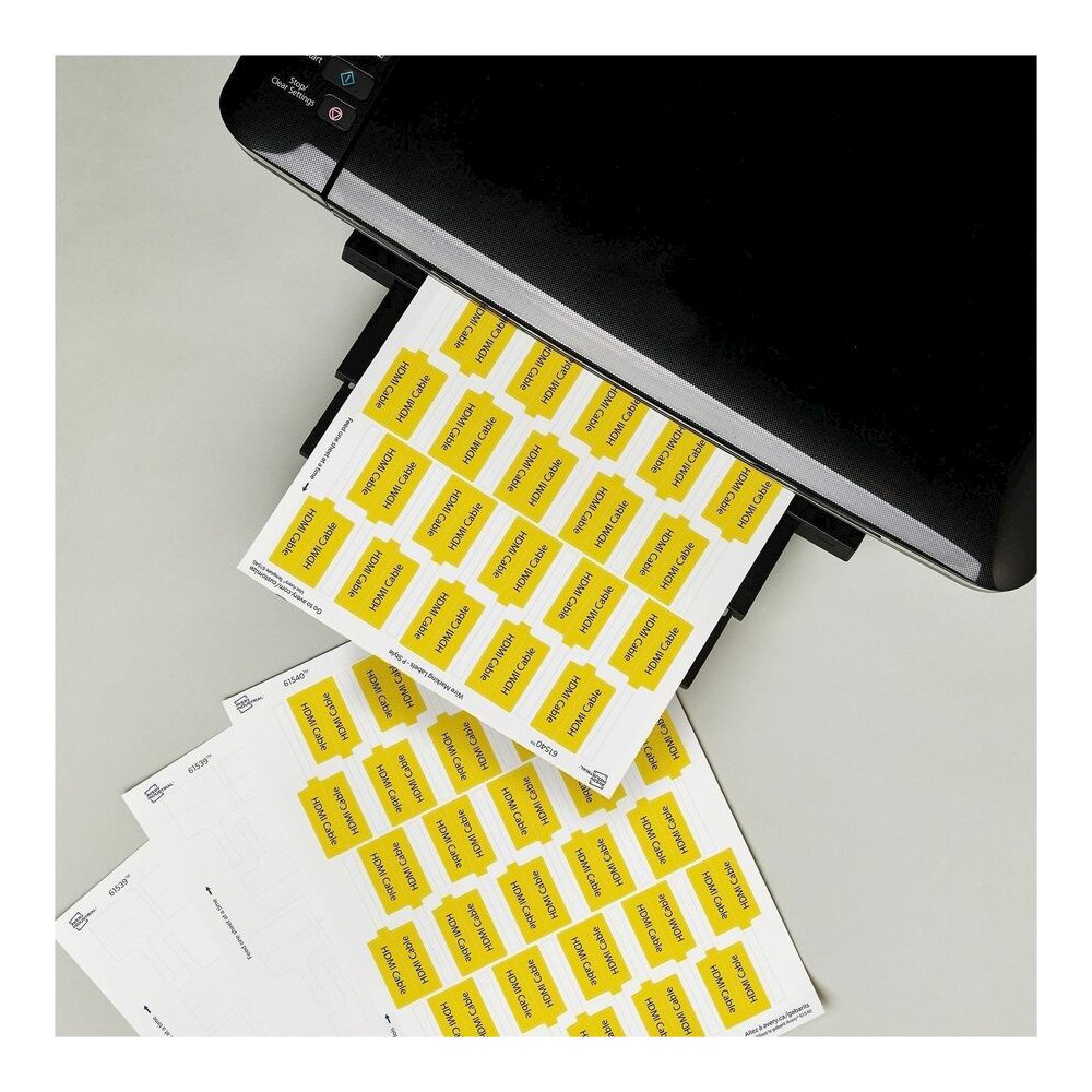 Avery&reg; Cable Labels, P-Style, 1.02" x 3.3" , 300 Total (61540) - Waterproof - 1 1/64" Width x 3 19/64" Length - Permanent Adhesive - P-shaped - Laser, Inkjet - White - Film - 30 / Sheet - 10 Total. Picture 10
