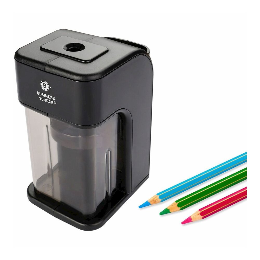 Business Source Electric Pencil Sharpener - Helical - AC Adapter, DC Adapter Powered - Black - 1 Each. Picture 10