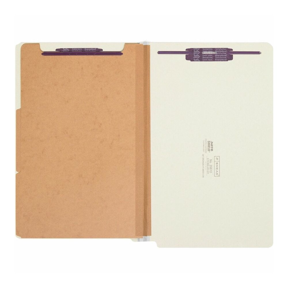 Smead Straight Tab Cut Legal Recycled Classification Folder - 8 1/2" x 14" - 2" Expansion - 2 x 2S Fastener - 2" for Folder - End Tab Location - 2 Divider - 25 pt. - Pressboard - Gray, Green - Heavy D. Picture 5