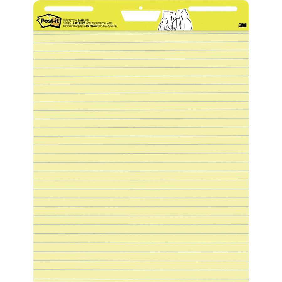 Post-it&reg; Self-Stick Easel Pads with Faint Rule - 30 Sheets - Stapled - Feint Blue Margin - 18.50 lb Basis Weight - 25" x 30" Sheet Size - Yellow Paper - Cardboard Cover - Self-adhesive, Reposition. Picture 10