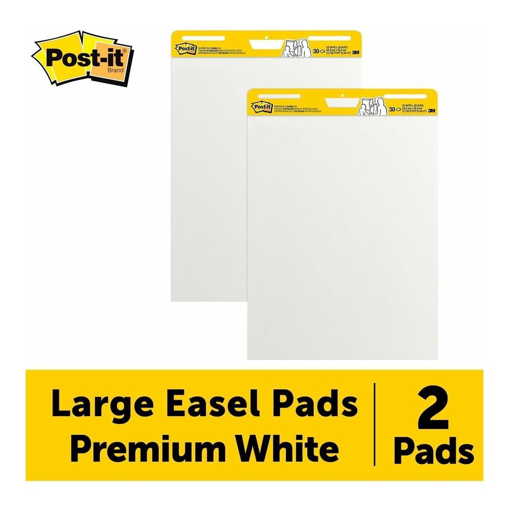 Post-it&reg; Self-Stick Easel Pads - 30 Sheets - Plain - Stapled - 18.50 lb Basis Weight - 25" x 30" Sheet Size - White Paper - Cardboard Cover - Self-adhesive, Repositionable, Resist Bleed-through, R. Picture 6