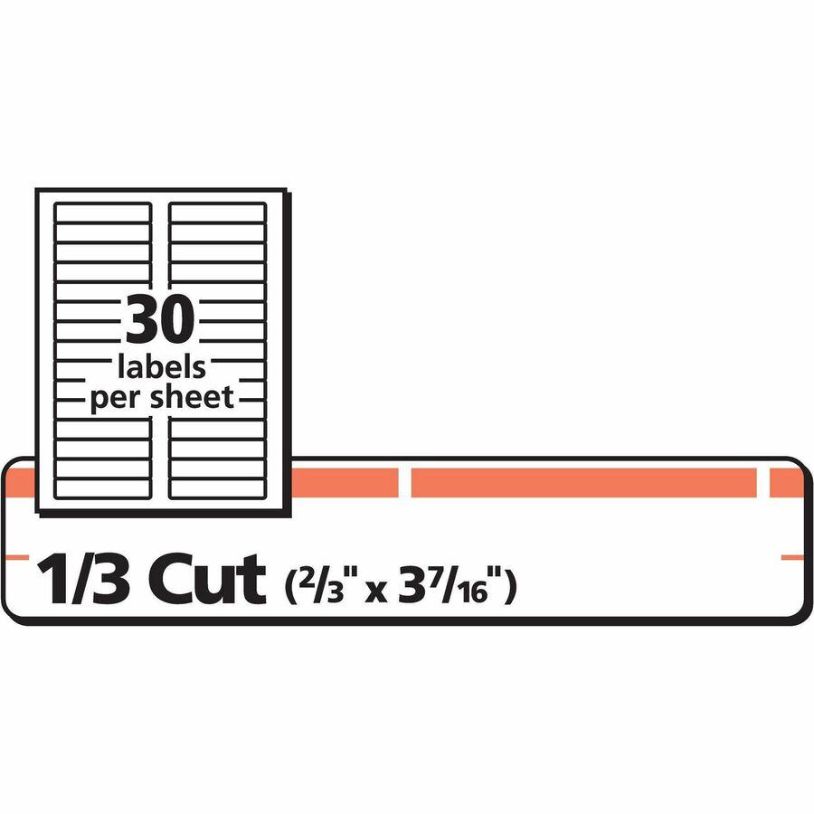 Avery&reg; TrueBlock File Folder Labels - 2/3" Width x 3 7/16" Length - Permanent Adhesive - Rectangle - Inkjet, Laser - Matte - Orange - Paper - 30 / Sheet - 25 Total Sheets - 750 Total Label(s) - 75. Picture 12