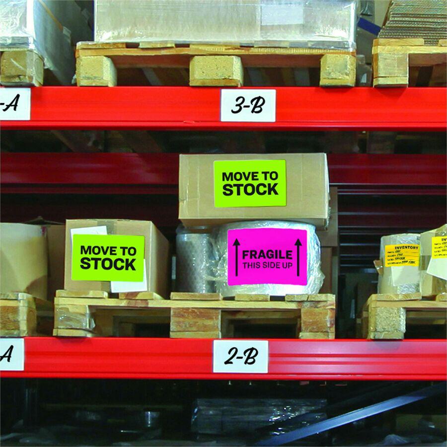 Avery&reg; Assorted Neon Shipping Labels, 8-1/2" x 11" , 15 Labels (5975) - - DiameterFull Sheet - Permanent Adhesive - Rectangle - Laser, Inkjet - Matte - Neon Magenta, Neon Green, Neon Yellow - Pape. Picture 6