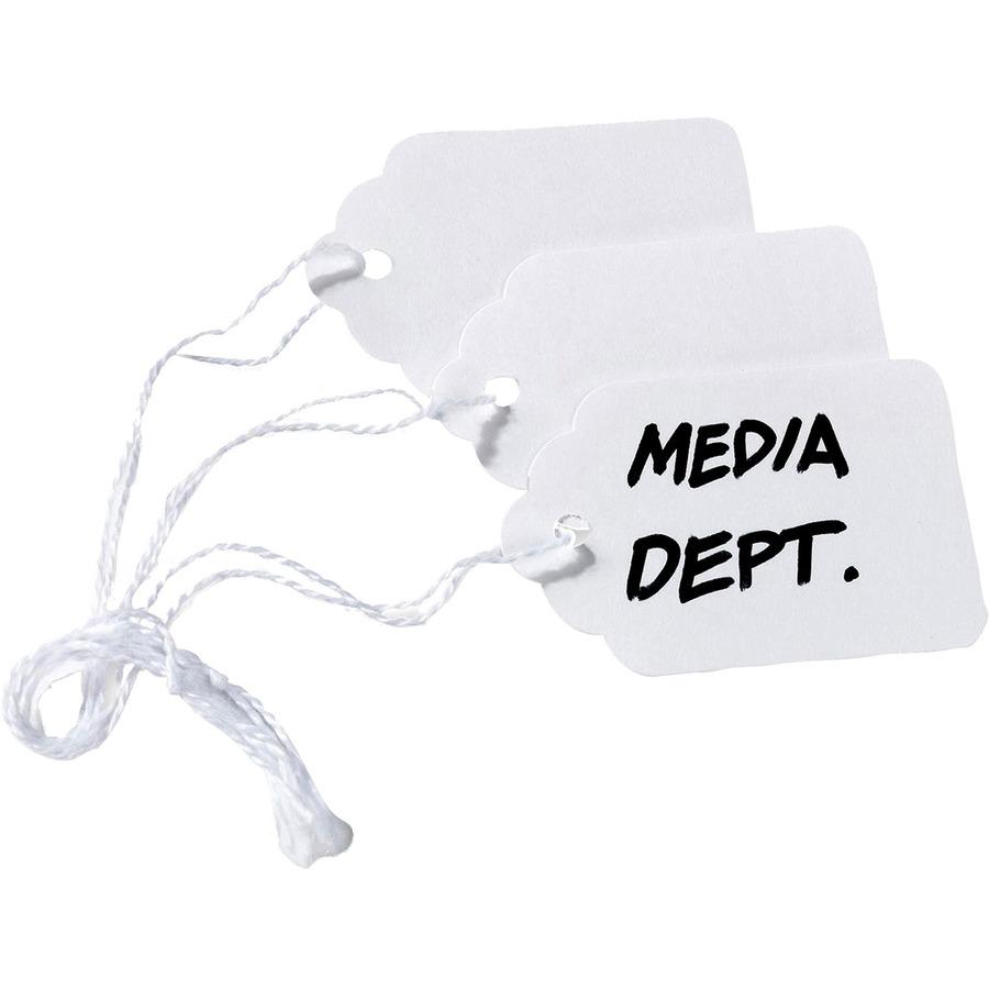 Avery&reg; Marking Tags - Strung - 2.16" Length x 1.44" Width - Rectangular - Twine Fastener - 1000 / Box - Cotton, Polyester, Card Stock - White. Picture 5