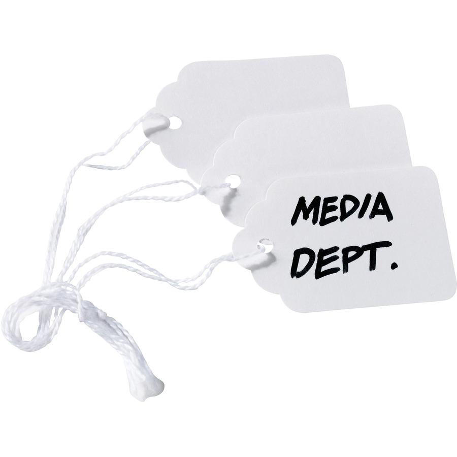 Avery&reg; White Marking Tags - 1.75" Length x 1.09" Width - Rectangular - Twine Fastener - 1000 / Box - Cotton, Polyester - White. Picture 3