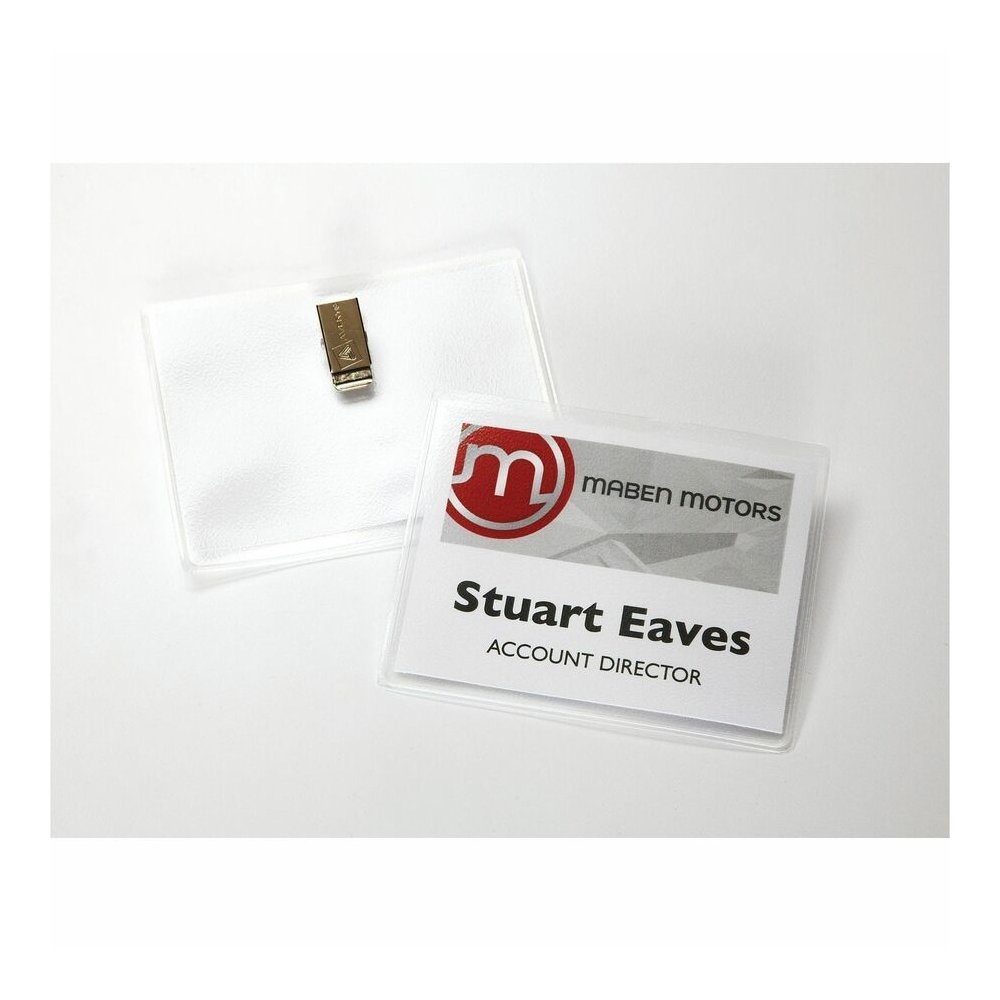 Avery&reg; Clip-Style Name Badges - 4" x 3" - Clip - White, Clear - 1 Box. Picture 7