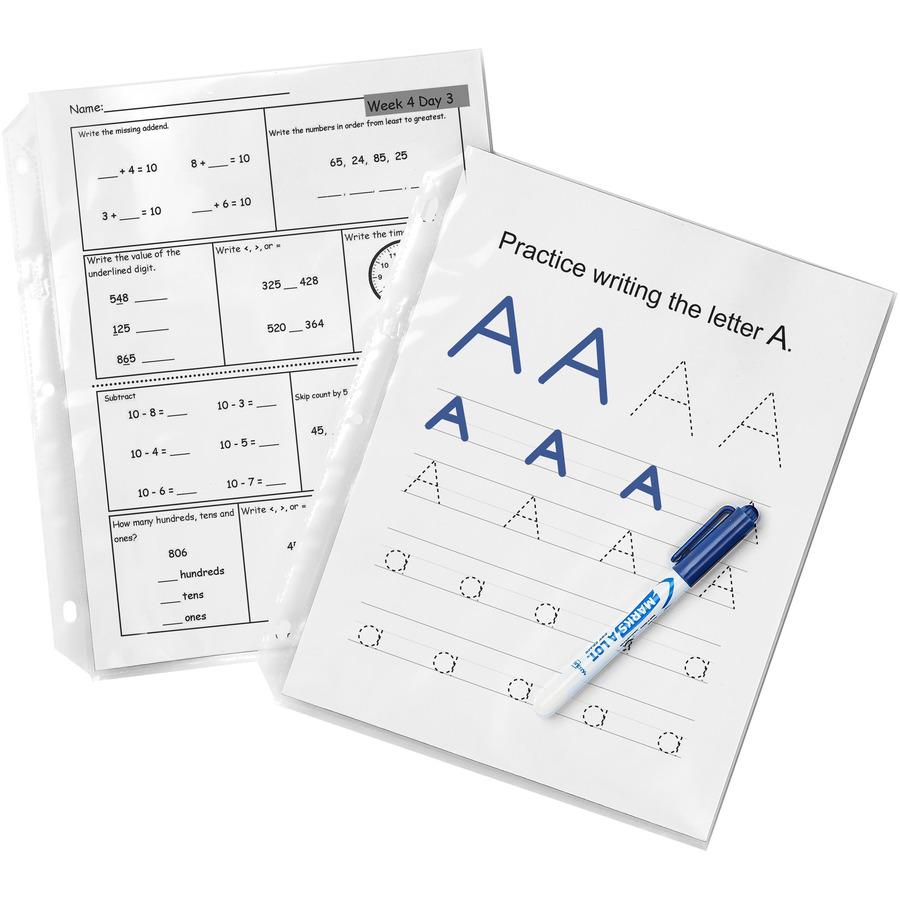 Avery&reg; Economy Recycled Sheet Protectors - Acid-free, Archival-Safe, Top-Loading - For Letter 8 1/2" x 11" Sheet - 3 x Holes - Ring Binder - Top Loading - Semi Clear - Polypropylene - 100 / Box. Picture 2