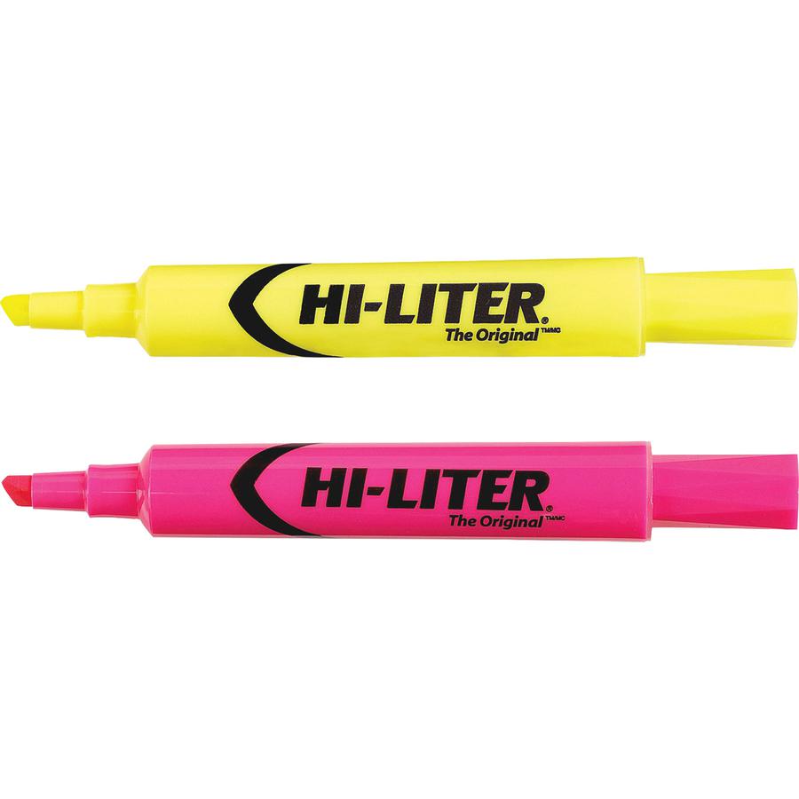 Avery&reg; Hi-Liter Desk-Style Highlighters - Chisel Marker Point Style - Fluorescent Yellow, Fluorescent Pink Water Based Ink - 24 / Box. Picture 2