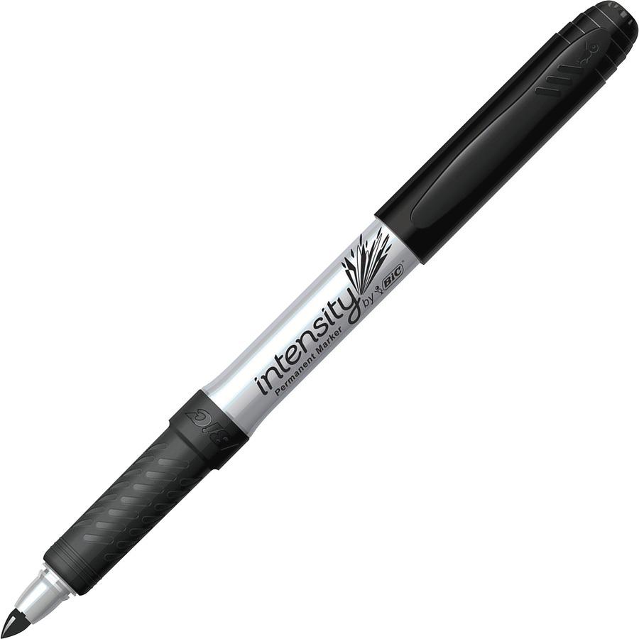 BIC Intensity Permanent Markers - Fine Marker Point - Black - Silver Barrel - 1 Dozen. Picture 2