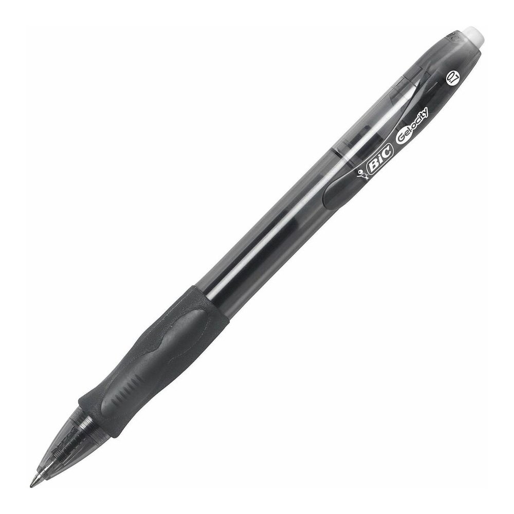 BIC Gel Retractable Pens - Refillable - Retractable - Black Ink - Gel-based - Translucent Barrel - 12 / Dozen. Picture 3