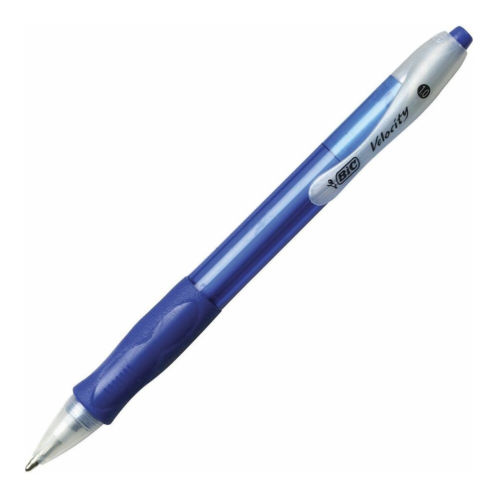 BIC Retractable Ballpoint Pens - Refillable - Retractable - Blue Ink - Translucent Blue Barrel - 1 Dozen. Picture 4