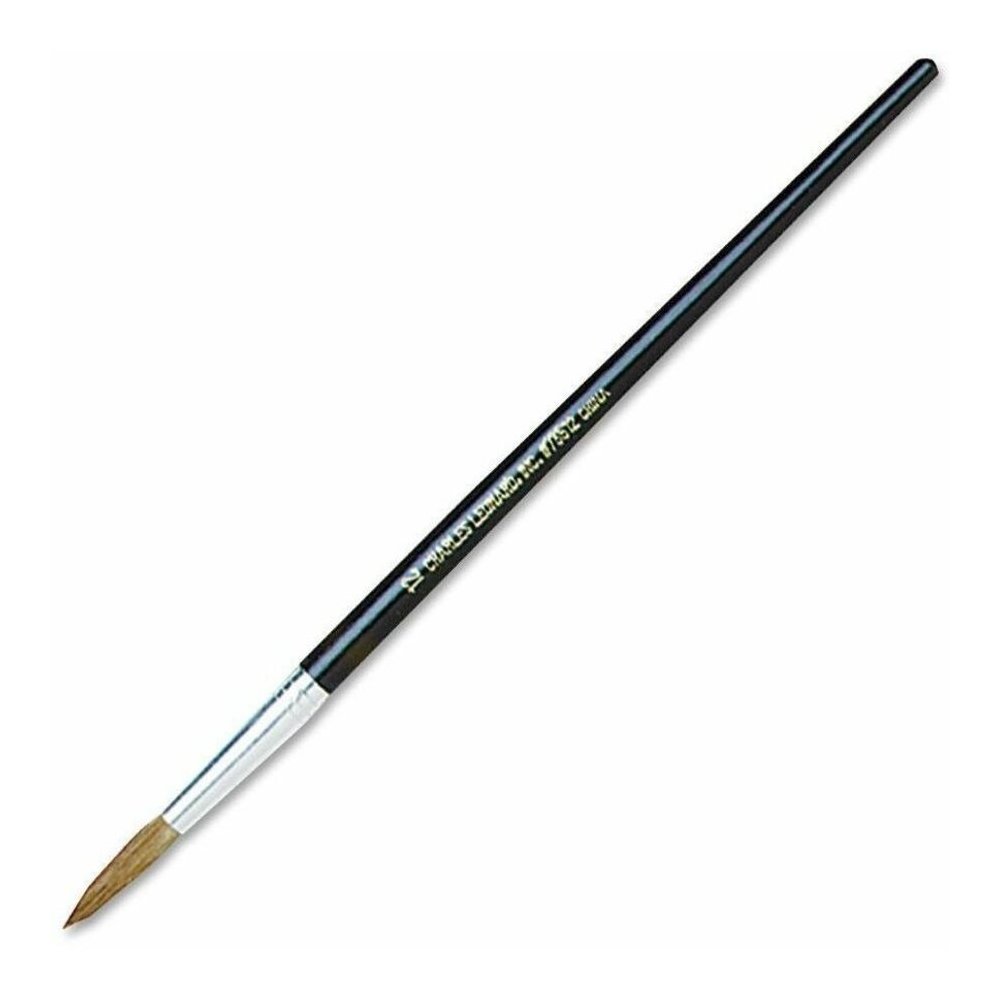 Charles Leonard Round Camel Hair Paint Brushes - No. 12 - Hardwood Black Handle - Aluminum Ferrule - 1 Dozen. Picture 3