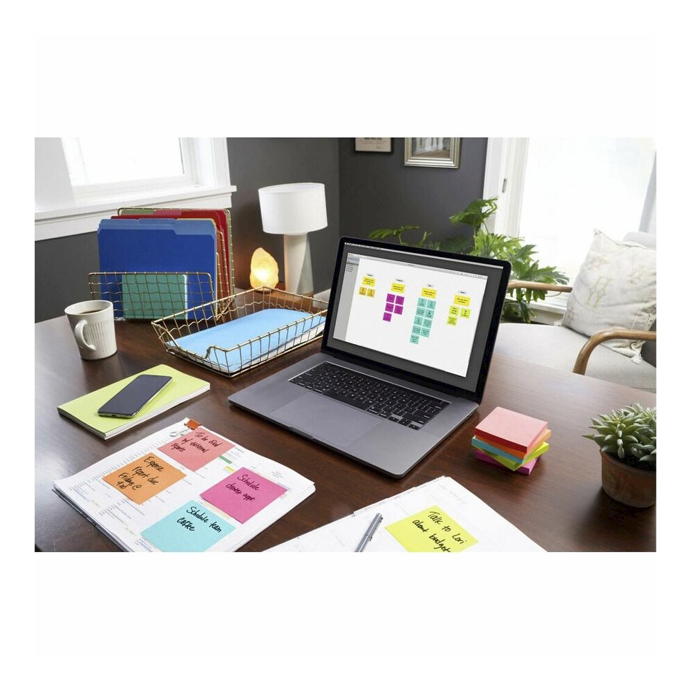 Post-it&reg; Notes Original Notepads - Poptimistic Color Collection - 1200 - 1 1/2" Flag/Note Width x 2" Flag/Note Length - Rectangle - 100 Sheets per Pad - Unruled - Power Pink, Acid Lime, Aqua Splas. Picture 5