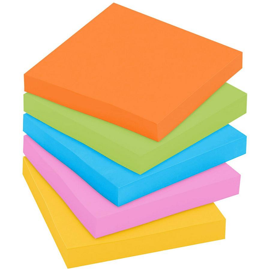Post-it&reg; Super Sticky Notes - Energy Boost Color Collection - 1080 - 3" x 3" - Square - 90 Sheets per Pad - Unruled - Vital Orange, Tropical Pink, Sunnyside, Blue Paradise, Limeade - Paper - Self-. Picture 5