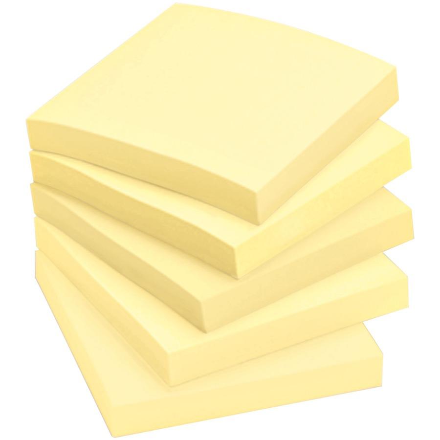 Post-it&reg; Notes Value Pack - 100 - 3" Flag/Note Width x 3" Flag/Note Length - Square - Unruled - Canary - Self-adhesive - 24 / Pack. Picture 4