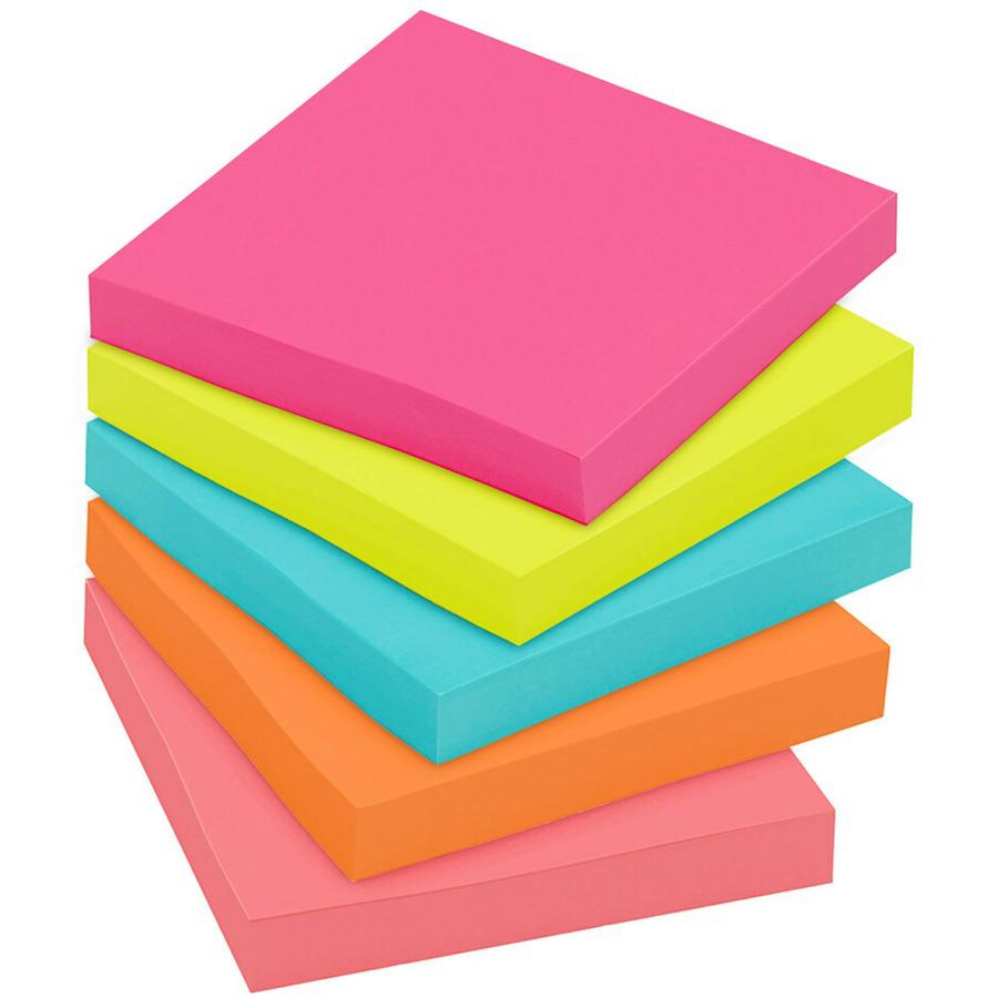 Post-it&reg; Notes - Poptimistic Color Collection - 500 - 3" Flag/Note Width x 3" Flag/Note Length - Square - 100 Sheets per Pad - Unruled - Power Pink, Acid Lime, Aqua Splash, Vital Orange, Guava - P. Picture 6