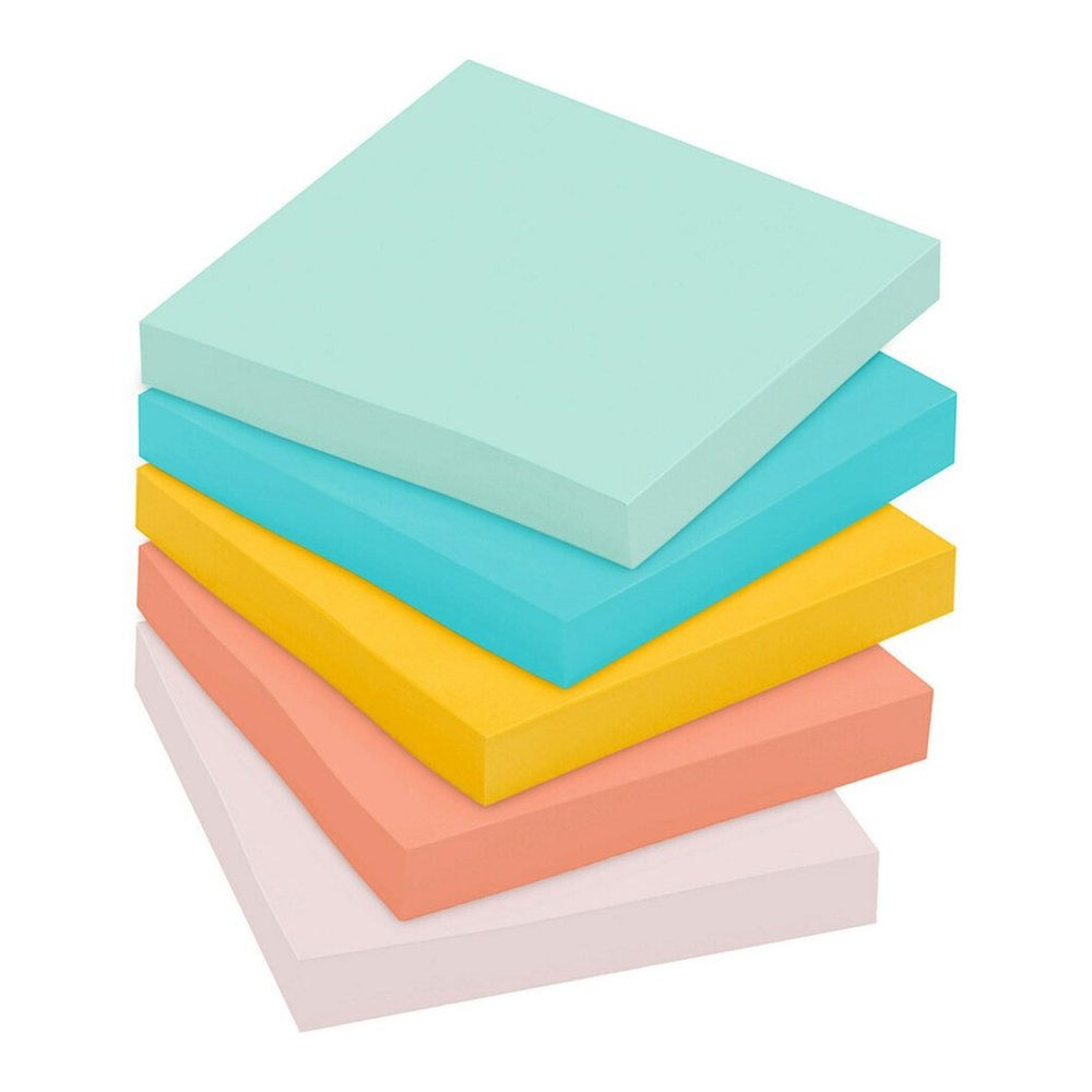 Post-it&reg; Notes - Beachside Caf&eacute; Color Collection - 1200 - 3" Flag/Note Width x 3" Flag/Note Length - Square - 100 Sheets per Pad - Unruled - Fresh Mint, Aqua Splash, Sunnyside, Papaya Fizz,. Picture 6