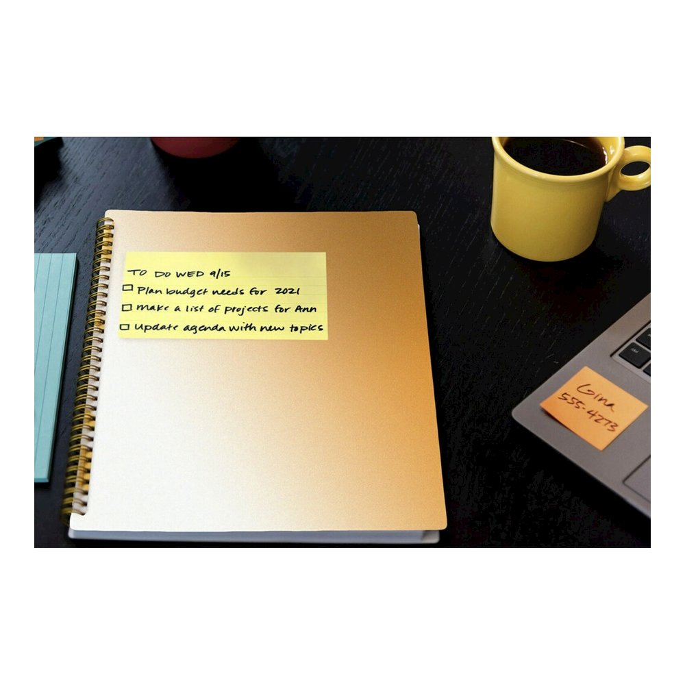 Post-it&reg; Notes Value Pack - 100 - 3" Flag/Note Width x 5" Flag/Note Length - Rectangle - Unruled - Canary - Self-adhesive - 24 / Pack. Picture 5