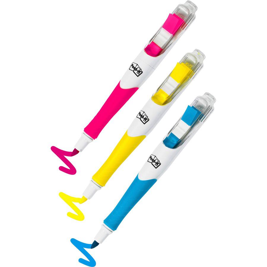 Post-it&reg; Flag+ Highlighter - Yellow, Pink, Blue - Yellow, Pink, Blue Barrel - 3 / Pack. Picture 4