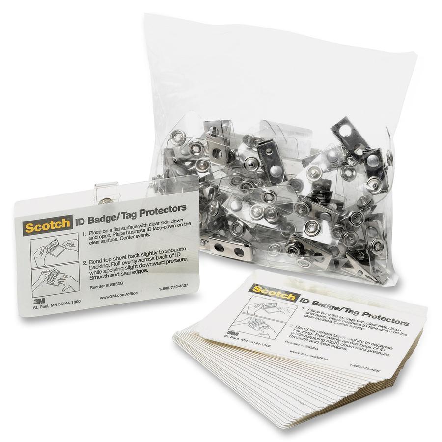 Scotch Self-Laminating ID Clip-Style Pouches - Support 4" x 2.80" Media - Horizontal - 25 / Pack - Clear. Picture 4