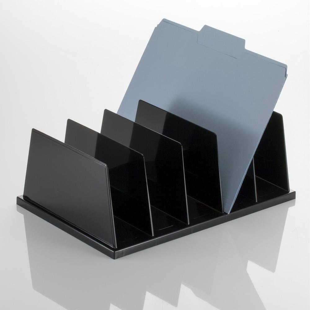 Officemate Desktop Sorter - 5 Compartment(s) - 9" Height x 13.5" Width x 5" DepthDesktop - Black - Plastic - 1 Each. Picture 6