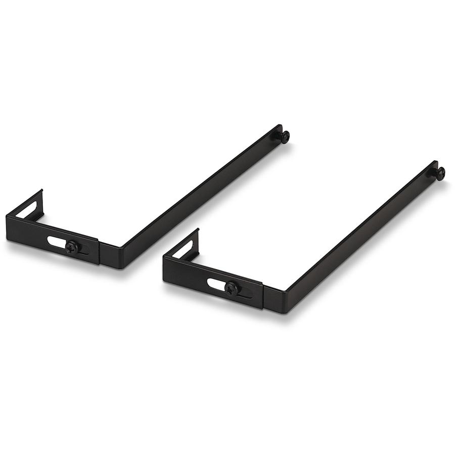 Officemate Adjustable Partition Hangers, Metal, 2PK - 7" Length - Metal - Black - 2 / Pair. Picture 3