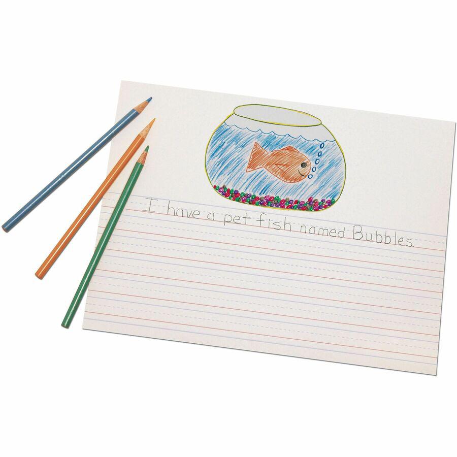 Pacon Multi-program Picture Story Paper - 0.50" Ruled - 4.25" Picture Story Space - Unruled Margin - 12" x 9" - AssortedChipboard Cover - Hard Cover - 500 / Ream. Picture 3