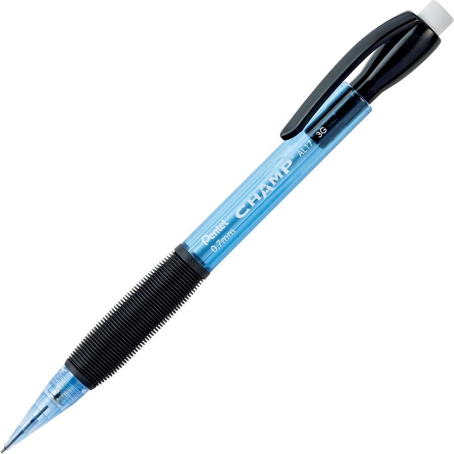 Pentel Champ Mechanical Pencils - 0.7 mm Lead - #2 - Refillable - Blue Barrel - 1 Dozen. Picture 4