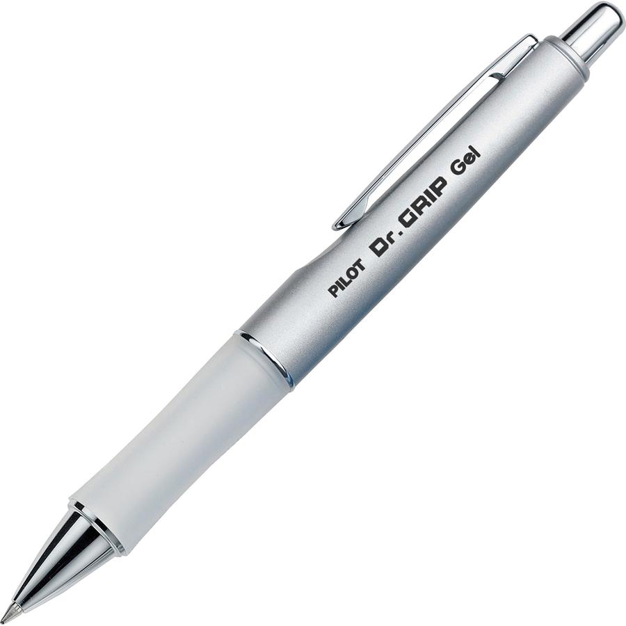 Pilot Dr. Grip Retractable Gel Rollerball Pens - Fine Pen Point - 0.7 mm Pen Point Size - Refillable - Retractable - Black Gel-based Ink - Platinum Barrel - 1 Each. Picture 2